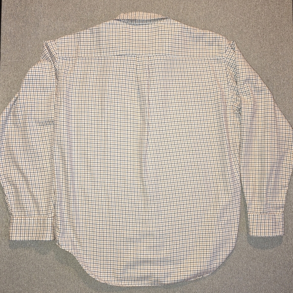 LL BEAN button down White blue and orange stripe men size large - Picture 2 of 3